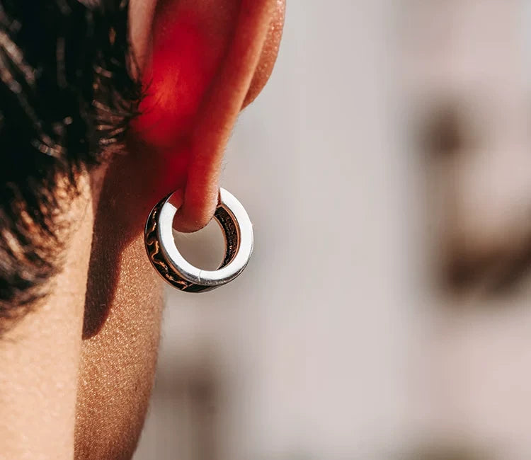 Sterling Silver Golden Fortune Snake Stud Earrings for Bikers - view 3