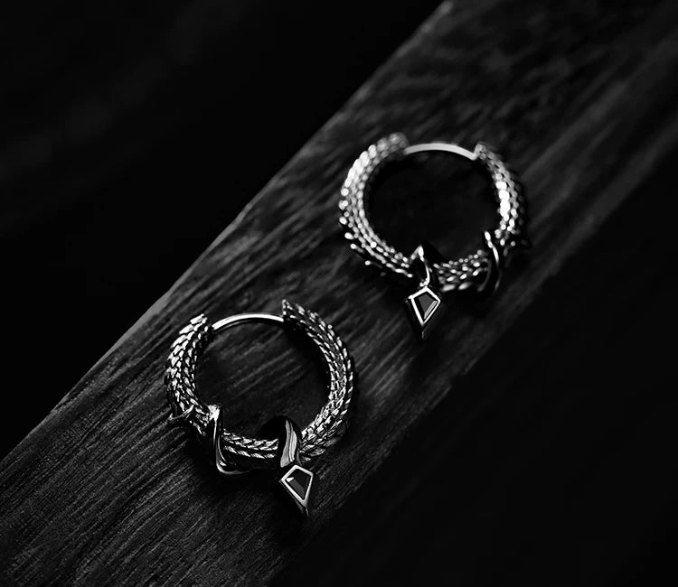 Sterling Silver Snake Scale Drop Earrings for Bikers - view 1