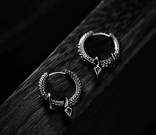 Sterling Silver Snake Scale Drop Earrings for Bikers - view 1