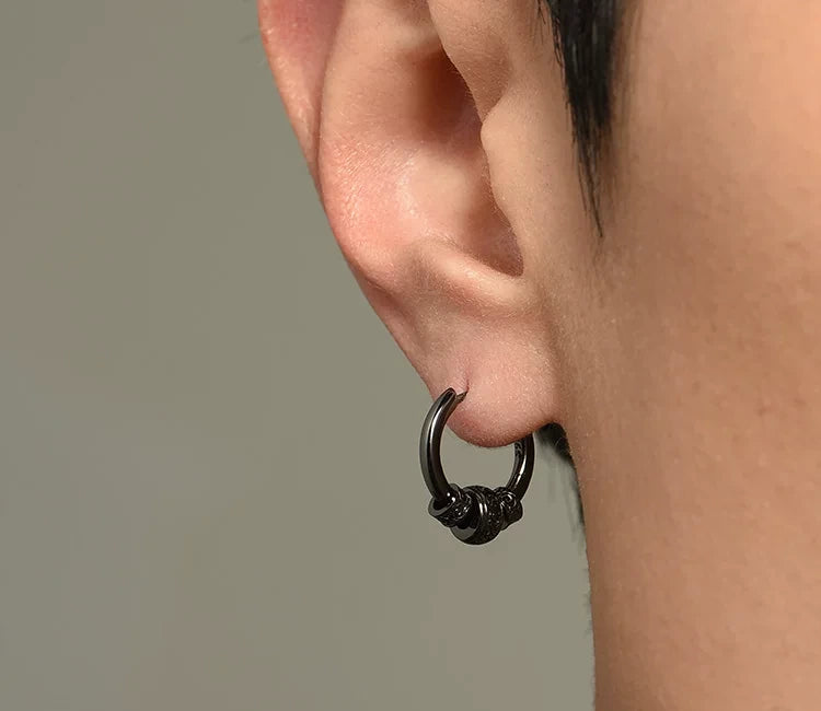 Sterling Silver Dragon Hoop Earrings for Bikers - view 1