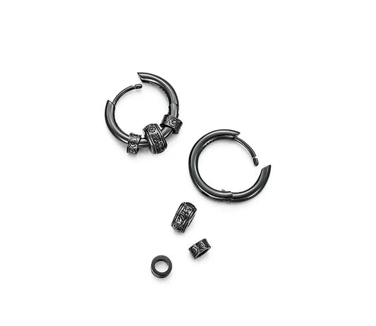 Sterling Silver Dragon Hoop Earrings for Bikers - view 2