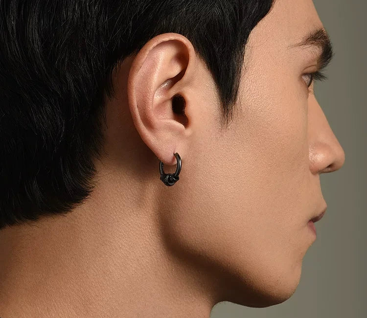 Sterling Silver Dragon Hoop Earrings for Bikers - view 3