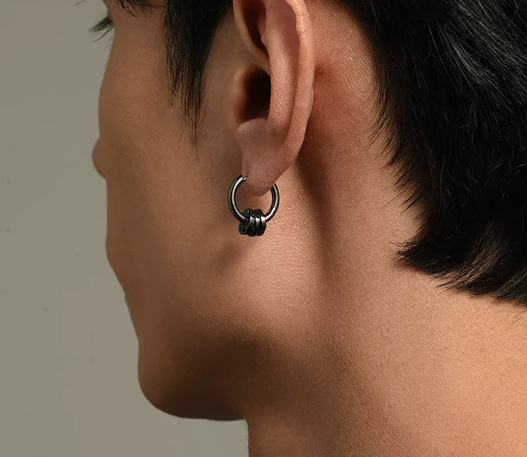 Sterling Silver Barbell Drop Earrings for Bikers - view 2