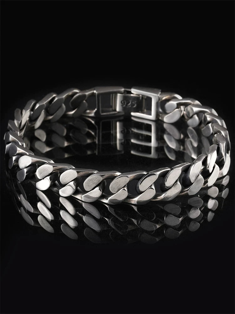 Flat Cuban Link 925 Sterling Silver Bracelet product view 1