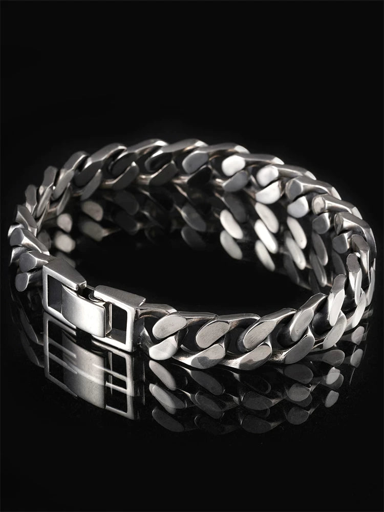 Flat Cuban Link 925 Sterling Silver Bracelet product view 2