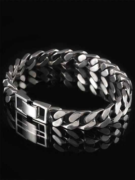 Flat Cuban Link 925 Sterling Silver Bracelet product view 2
