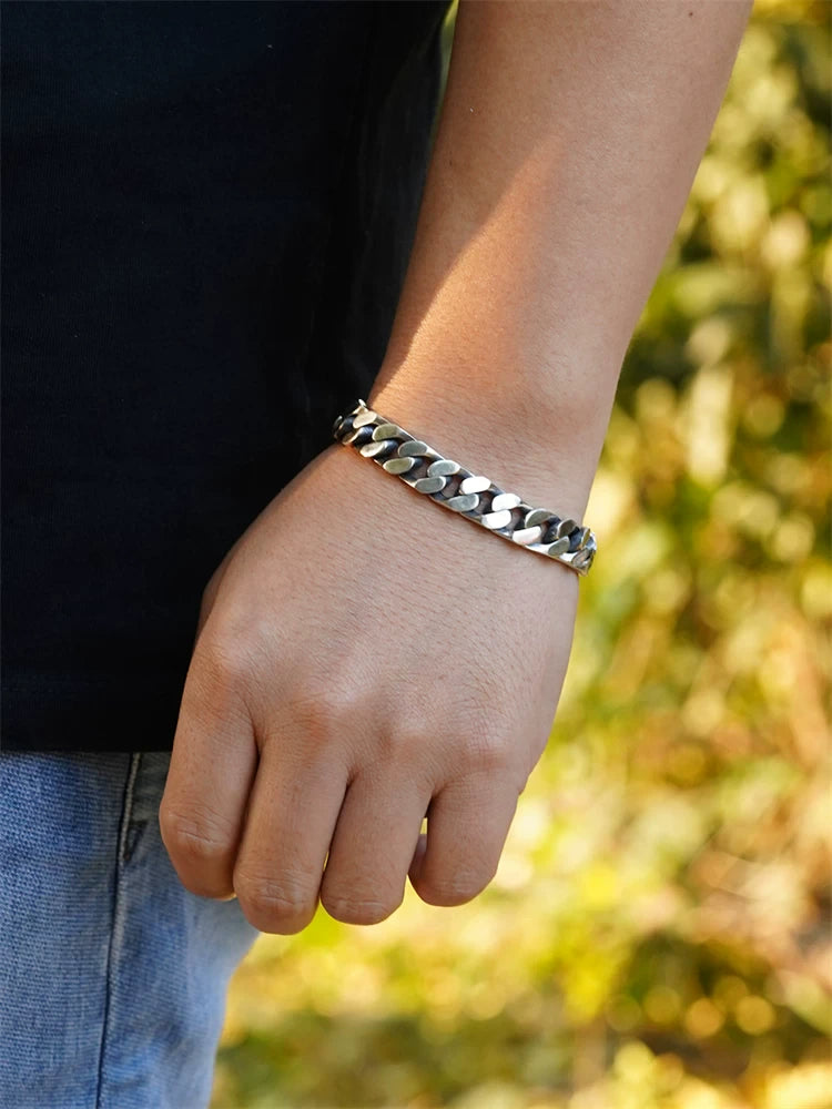 Flat Cuban Link 925 Sterling Silver Bracelet product view 3