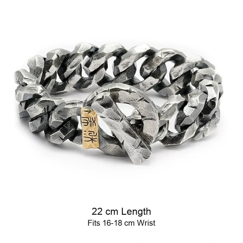 925 sterling silver biker bracelet size guide in English