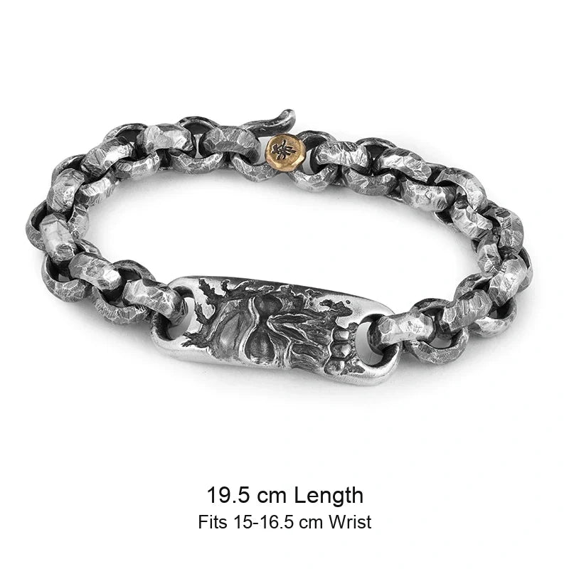 925 sterling silver biker bracelet size guide in English