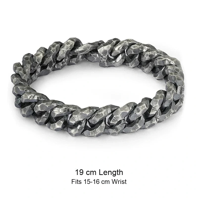 925 sterling silver biker bracelet size guide in English