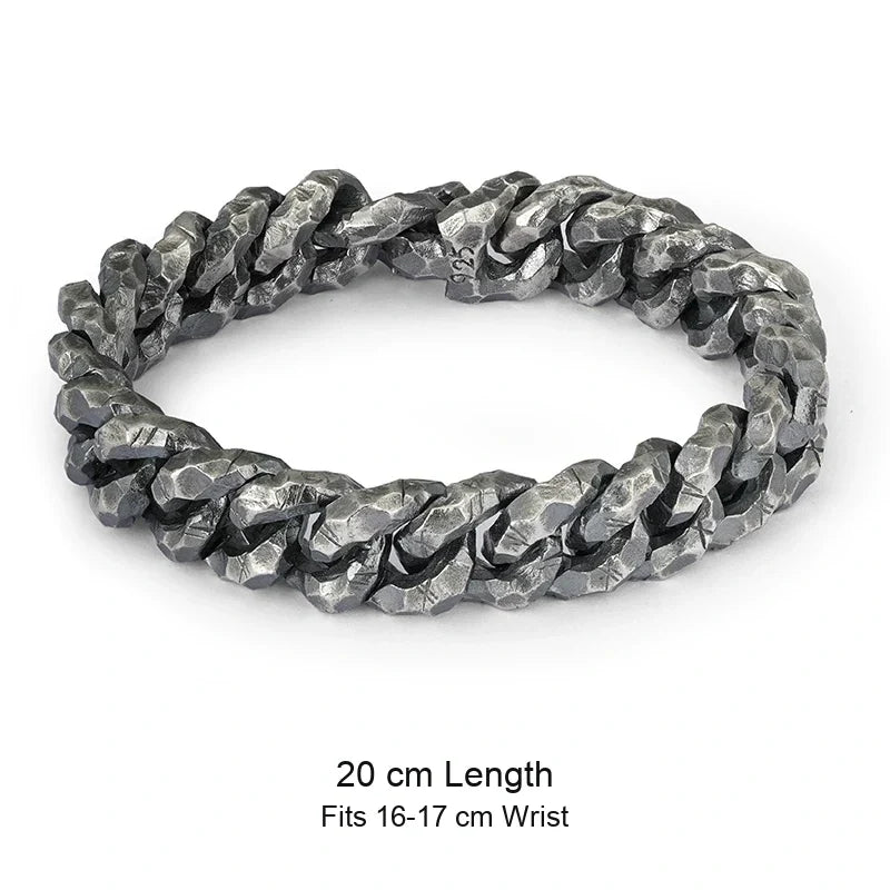 925 sterling silver biker bracelet size guide in English