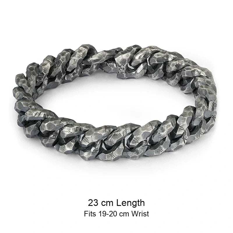 925 sterling silver biker bracelet size guide in English