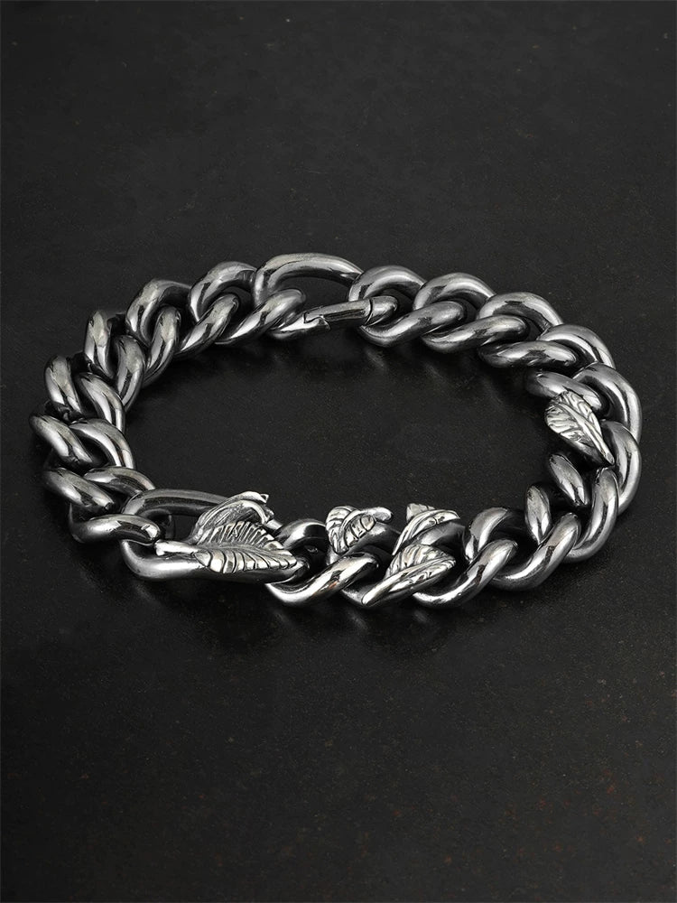 Black Rose 925 Sterling Silver Biker Bracelet product view 1