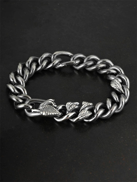 Black Rose 925 Sterling Silver Biker Bracelet product view 1
