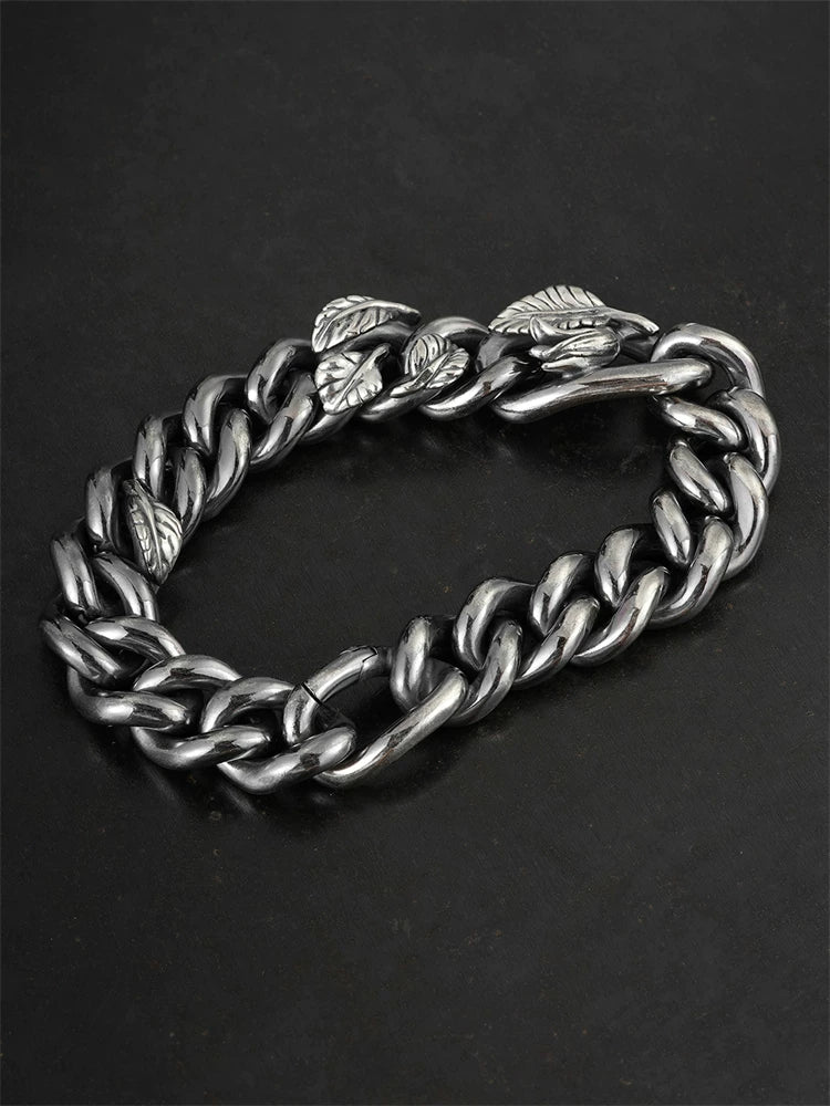 Black Rose 925 Sterling Silver Biker Bracelet product view 2