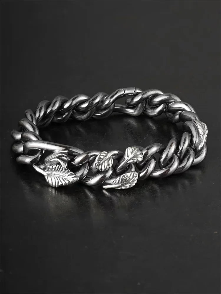 Black Rose 925 Sterling Silver Biker Bracelet product view 3