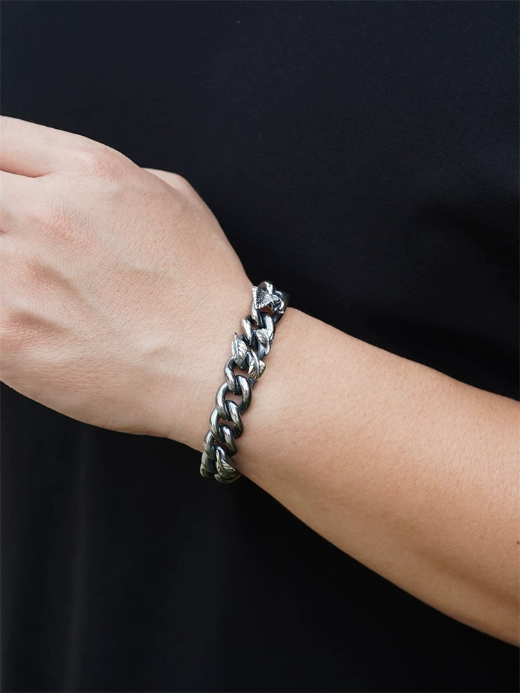 Black Rose 925 Sterling Silver Biker Bracelet product view 4