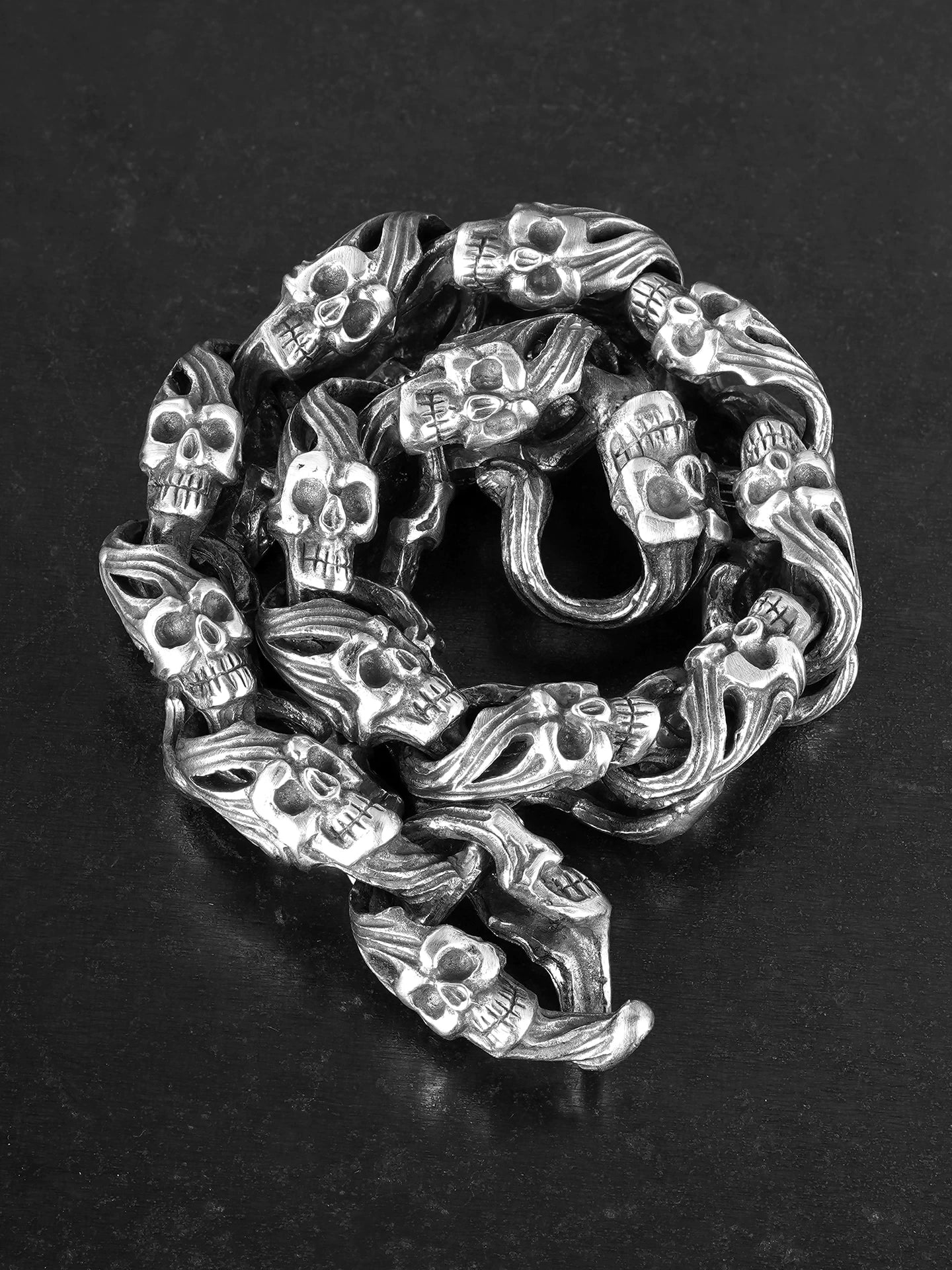 Flower Demon Skull 925 Silver Biker Bracelet product view 3