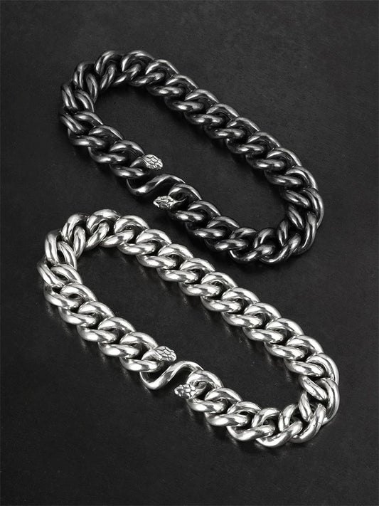 Double Python 925 Sterling Silver Cuban Bracelet product view 1