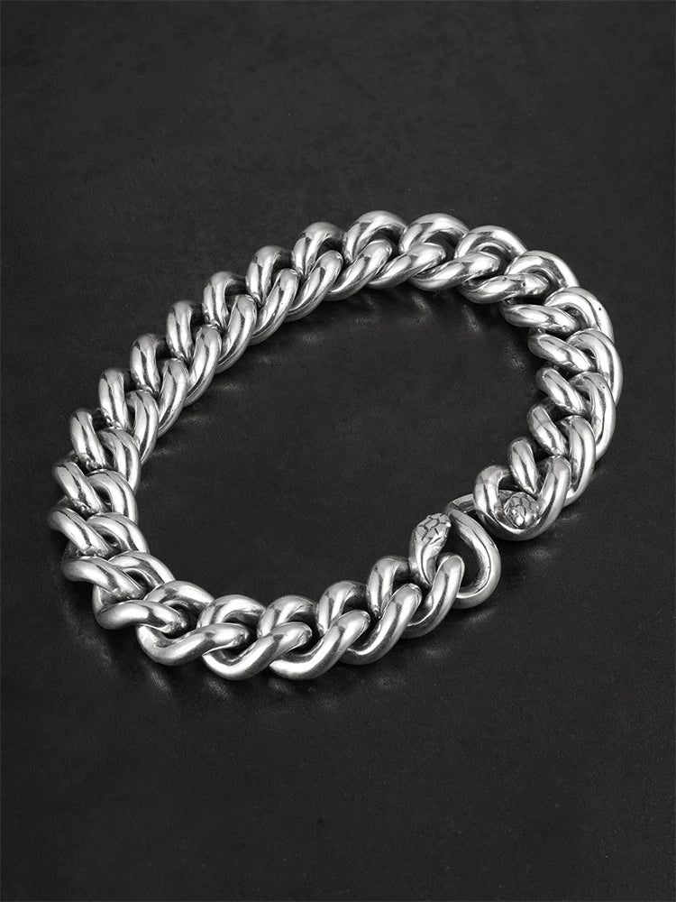 Double Python 925 Sterling Silver Cuban Bracelet product view 2
