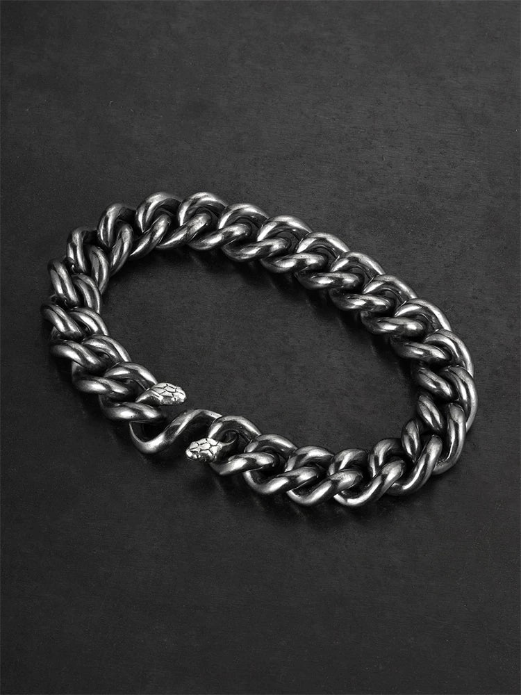 Double Python 925 Sterling Silver Cuban Bracelet product view 4