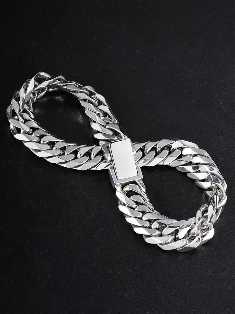 10mm Double Ring Cuban 925 Silver Bracelet product view 2