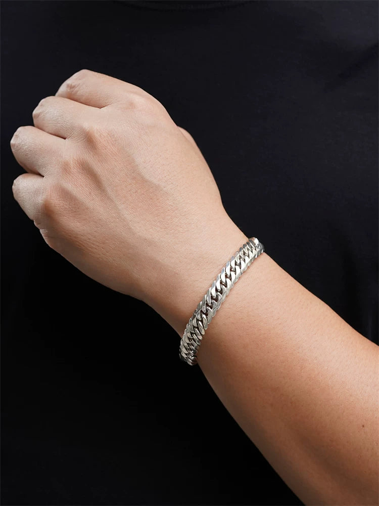 10mm Double Ring Cuban 925 Silver Bracelet product view 3