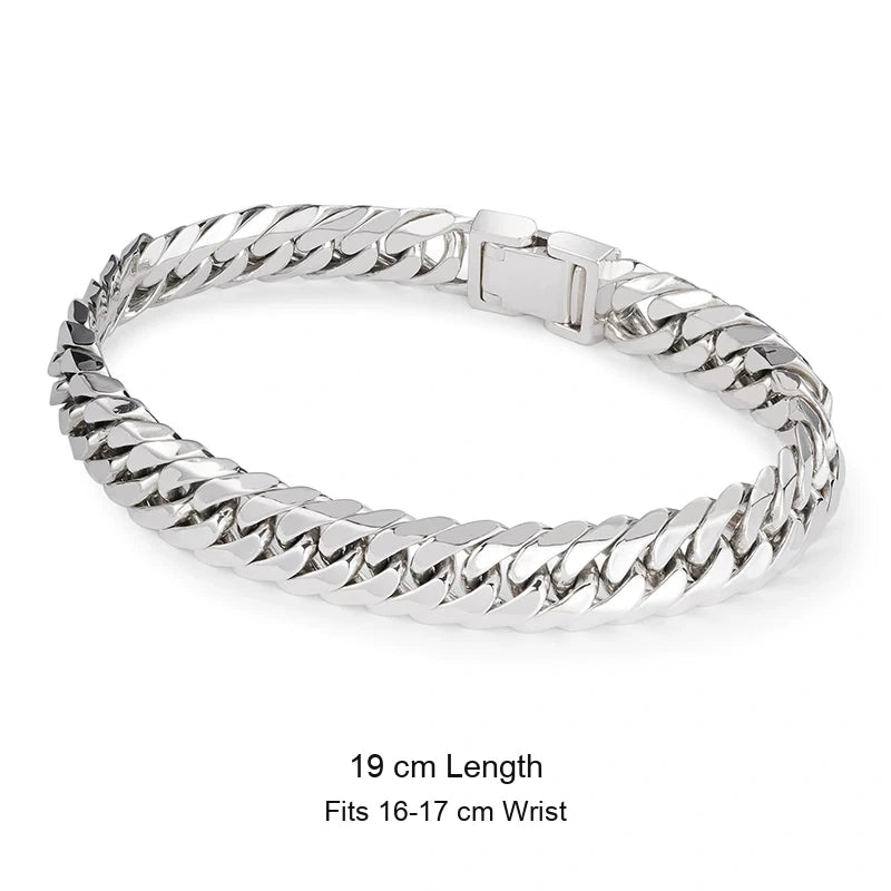 10mm Double Ring Cuban 925 Silver Bracelet size option 2