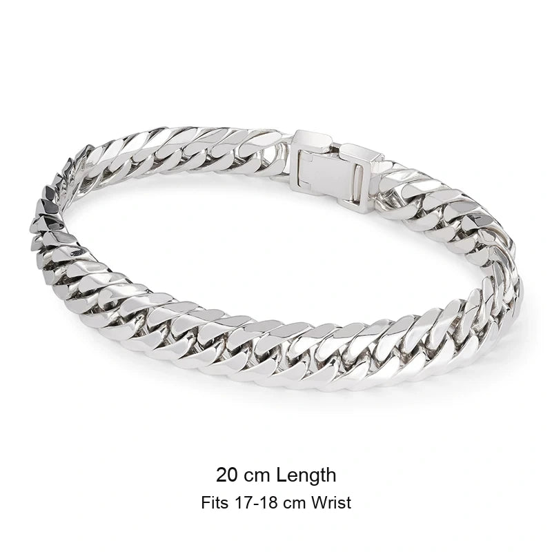 10mm Double Ring Cuban 925 Silver Bracelet size option 3