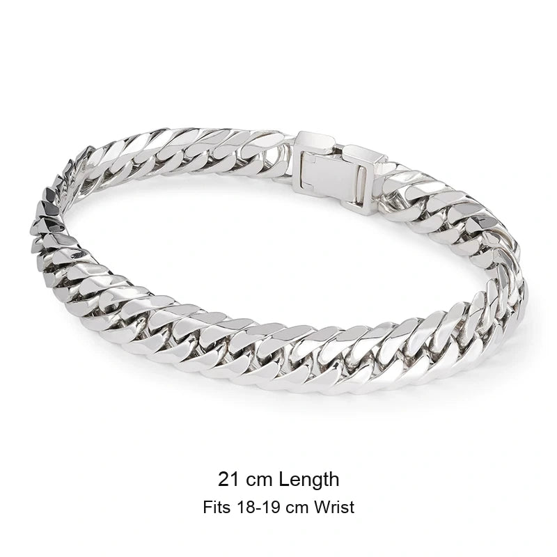 10mm Double Ring Cuban 925 Silver Bracelet size option 4