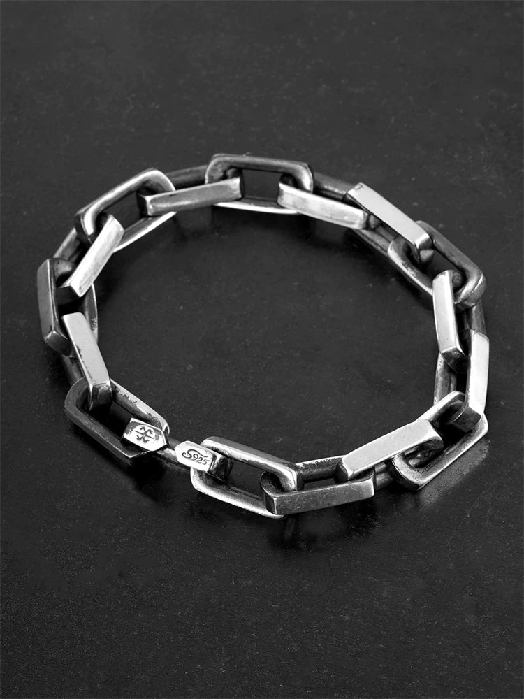 Square Hidden Clasp 925 Silver Cuban Bracelet product view 1