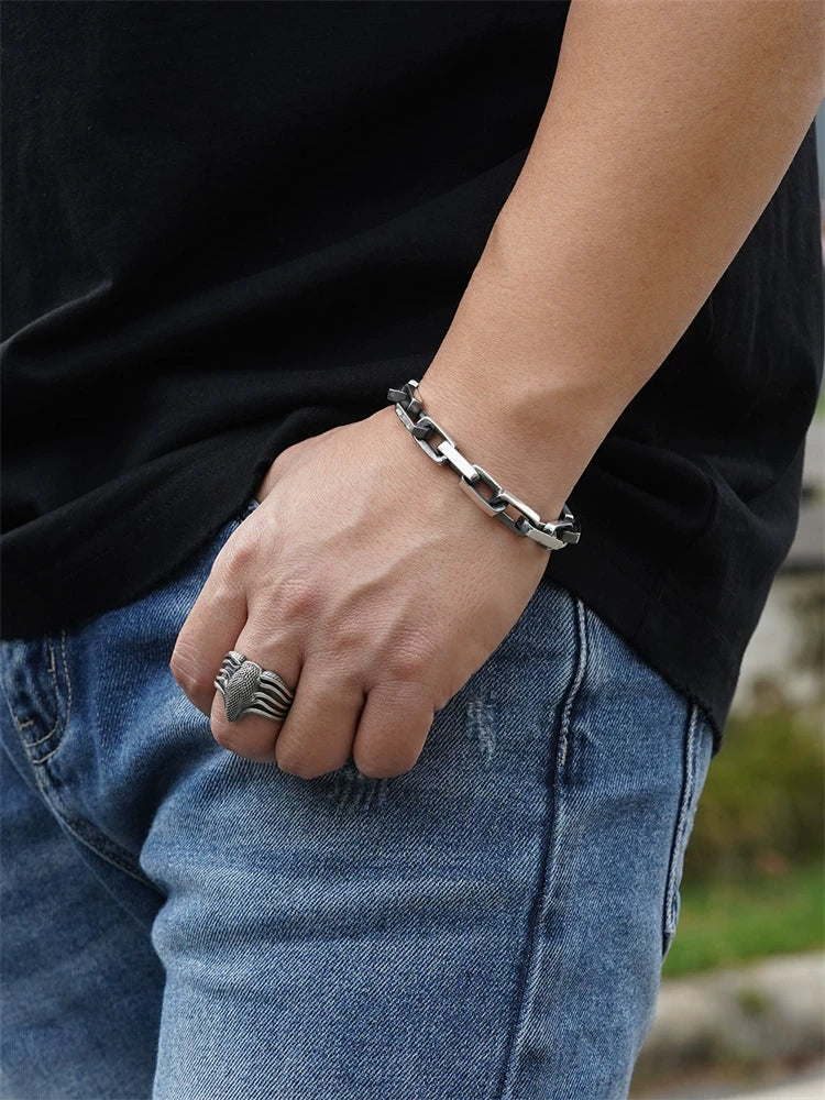 Square Hidden Clasp 925 Silver Cuban Bracelet product view 4