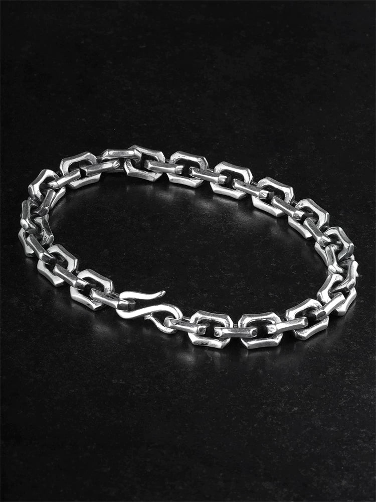 8.5mm Angular Link 925 Sterling Silver Bracelet product view 2