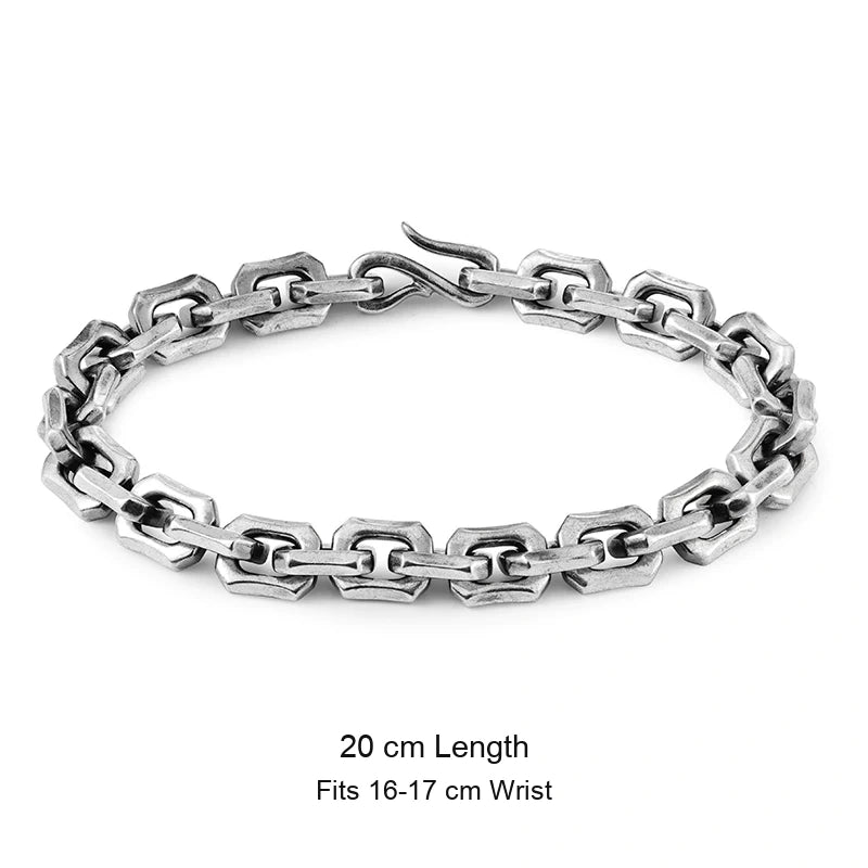 8.5mm Angular Link 925 Sterling Silver Bracelet size option 2