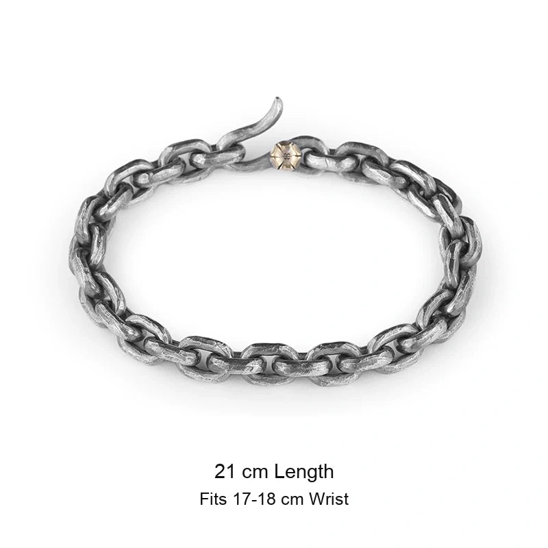 8.5mm Hammered Round Link 925 Silver Bracelet size option 4