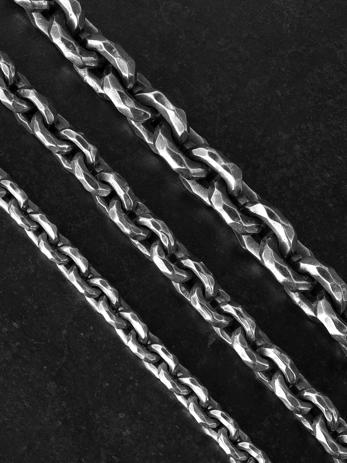 Hammered Link 925 Sterling Silver Biker Bracelet product view 3
