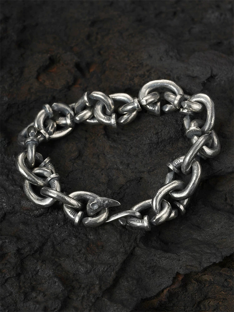 Phoenix Head Nail 925 Sterling Silver Biker Bracelet product view 1