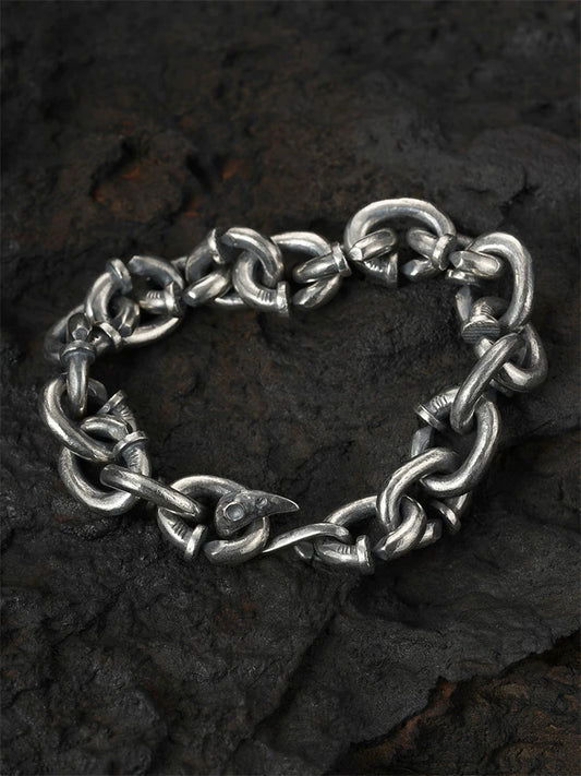 Phoenix Head Nail 925 Sterling Silver Biker Bracelet product view 1