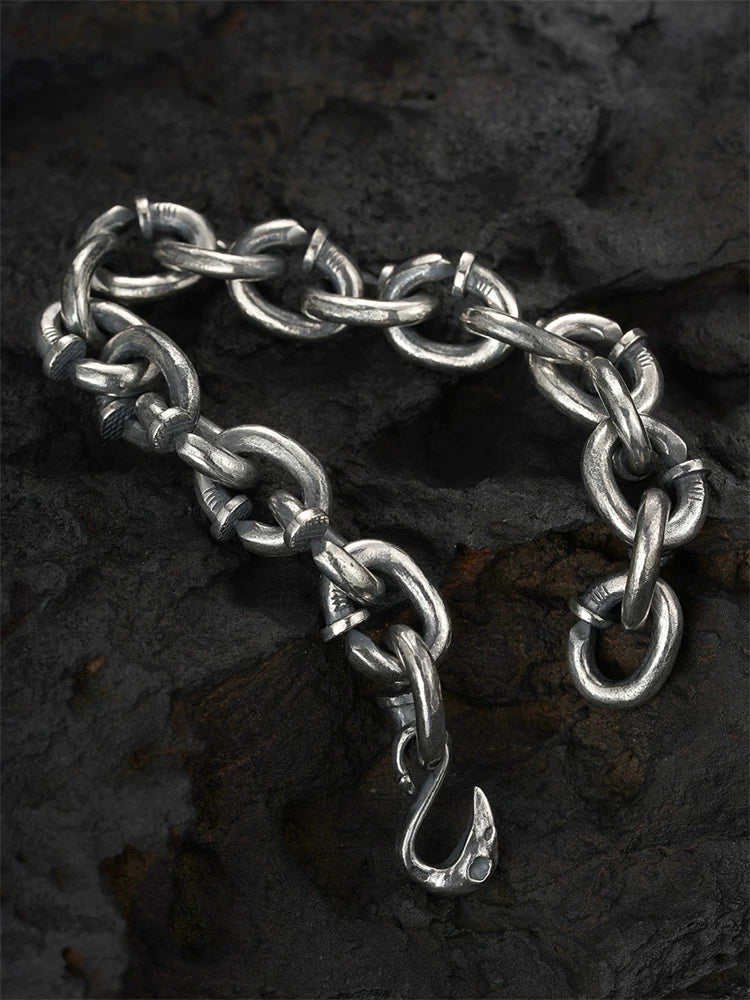 Phoenix Head Nail 925 Sterling Silver Biker Bracelet product view 3