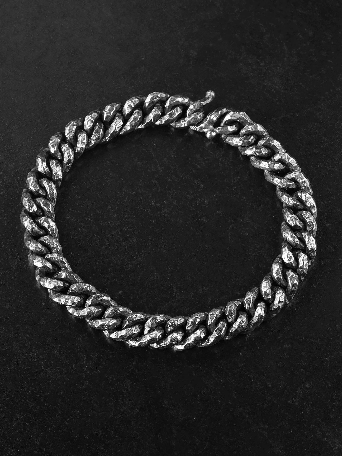 8.5mm Hammered Cuban Link 925 Silver Bracelet product view 3