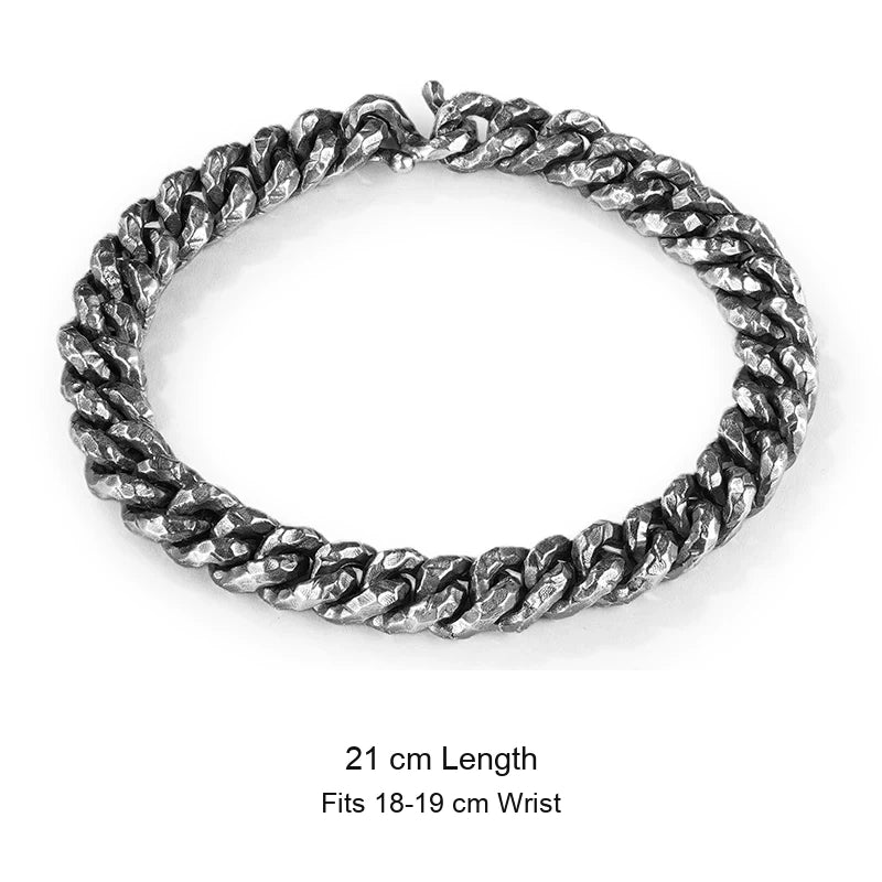 8.5mm Hammered Cuban Link 925 Silver Bracelet size option 4
