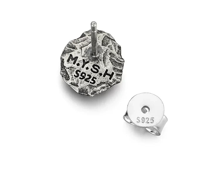 Sterling Silver North Star Wishing Stone Stud Earrings for Bikers - view 1