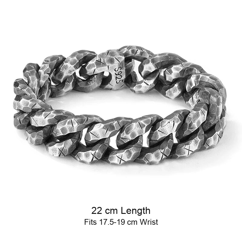 925 sterling silver biker bracelet size guide in English