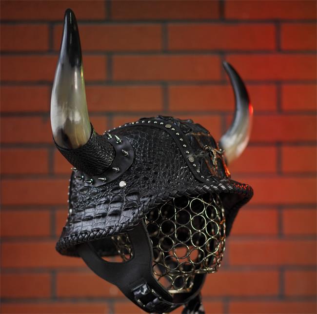 handmade decorative Open Face helmet Crocodile Leather M35-L02