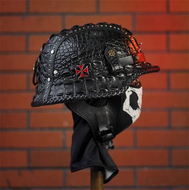 decorative-OpenFace-helmet-Crocodile-Leather