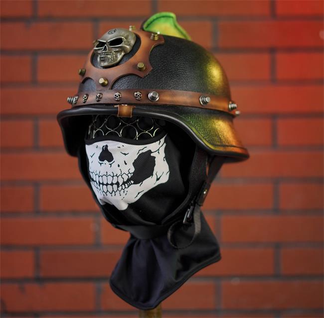 decorative-OpenFace-helmet-Cowhide-Leather