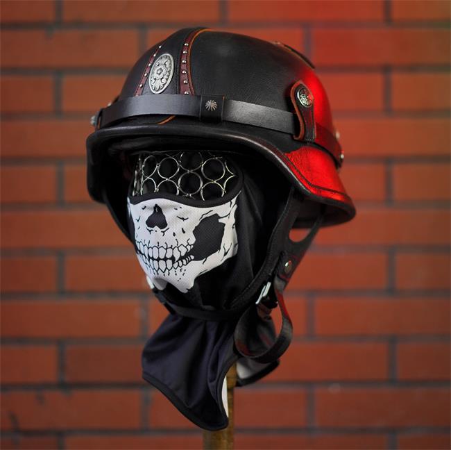 decorative-OpenFace-helmet-Cowhide-Leather