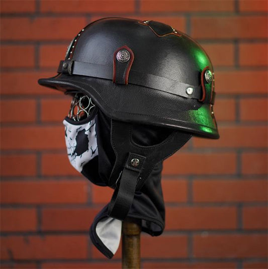 decorative-OpenFace-helmet-Cowhide-Leather