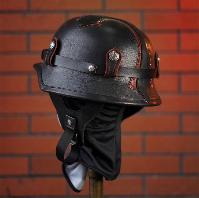 decorative-OpenFace-helmet-Cowhide-Leather
