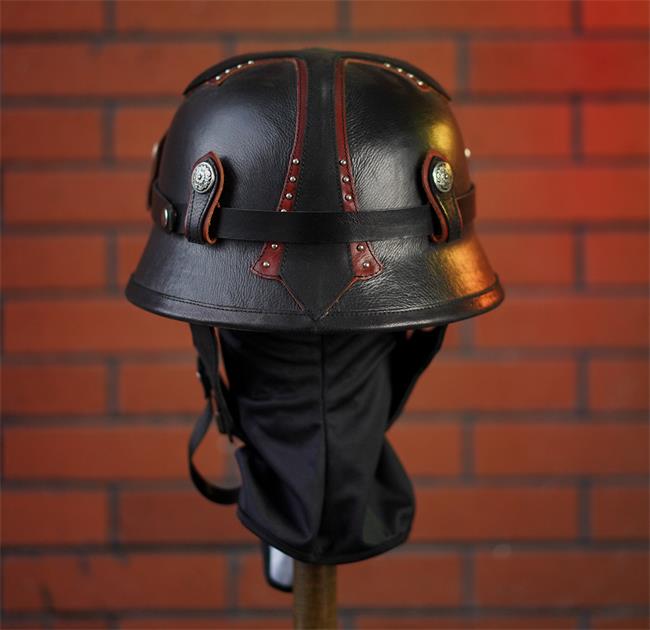 decorative-OpenFace-helmet-Cowhide-Leather